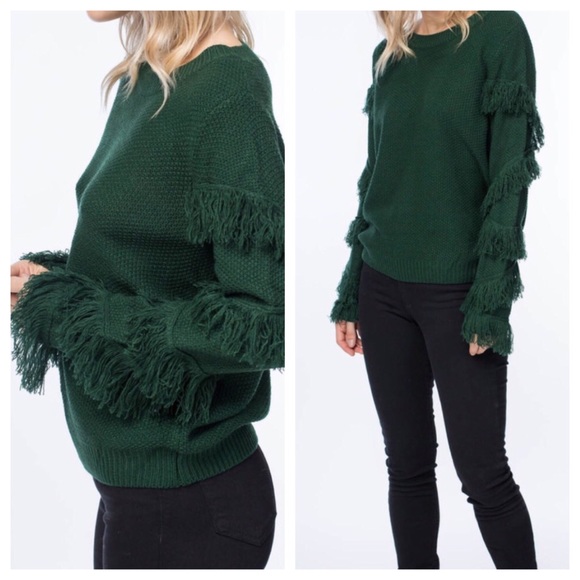Lumière Sweaters - Fringe Sleeve Sweater